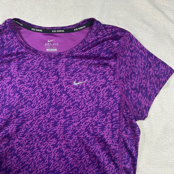Nike Tops - Nike Running Dri-FIT Womens M Purple Digital Camo Short Sleeve Performance Shirt